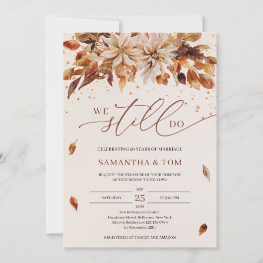 秋の花オレンジのマリゴールド我々はまだ誓いを行う 招待状 (正面)