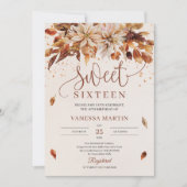 秋の花オレンジマリゴールドSweet sixteen 招待状 (正面)