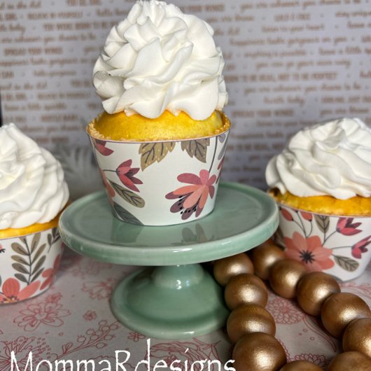 秋の花カップケーキラッパー、秋のカップケーキラップ