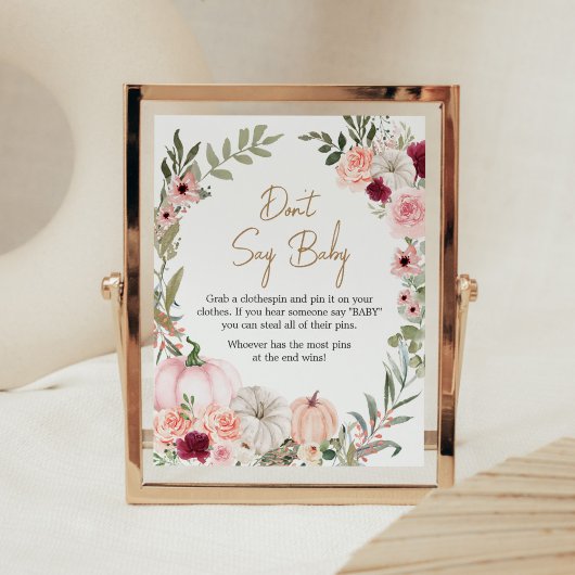 秋の花カボチャ赤ちゃんシャワー言わないベビー ポスター