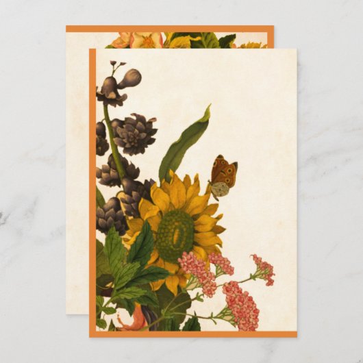 秋の花カラフルが感謝祭にめでたく シーズンカード (正面/裏面)