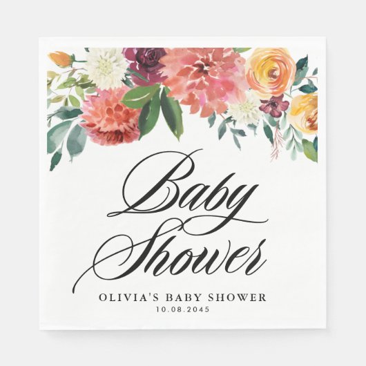 秋の花ガーランド秋ベビーシャワー スタンダードランチョンナプキン (正面)