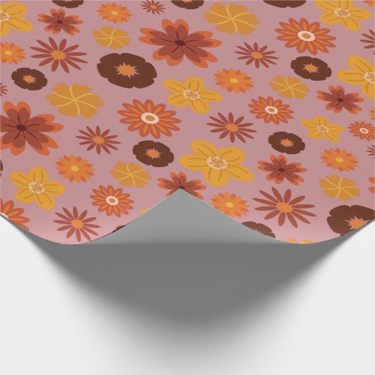 秋の花コージー秋誕生日パーティシームレス ラッピングペーパー (角)