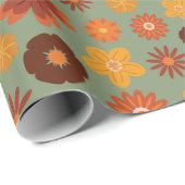 秋の花シームレスな秋お祝いギフト ラッピングペーパー (ロールコーナー)
