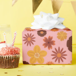 秋の花シームレスピンキー秋誕生日 ラッピングペーパー