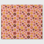 秋の花シームレスピンキー秋誕生日 ラッピングペーパー (フラット)