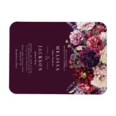 秋の花ダリアの結婚式招待状 ワインレッド マグネット (横)