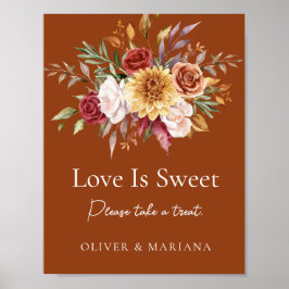 秋の花テラコッタ ウェディングサイン LOVE Is Sweet ポスター