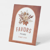 秋の花テラコッ葉タ結婚式の引き出物 台座サイン (正面)