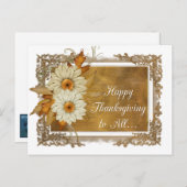 秋の花デザイン1 – ハッピー感謝祭はがき シーズンポストカード (正面/裏面)