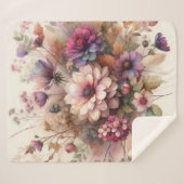 秋の花パステル色の水絵を描色 シェルパブランケット (正面(横))