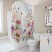 秋の花パステル色の水絵を描色 シャワーカーテン (インサイチュ)