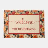 秋の花ファミリー名歓迎 ドアマット (正面)