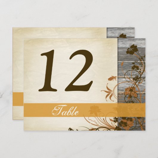 秋の花フェイク木のテーブル番号ポストカード ポストカード (正面/裏面)