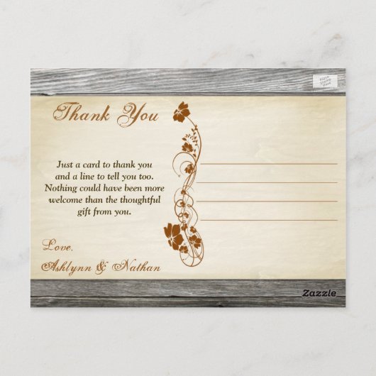 秋の花フェイク木の写真ありがとうポストカード ポストカード (裏面)