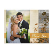 秋の花フェイク木の写真ありがとうポストカード