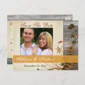 秋の花フェイク木の日付のポストカードを保存 案内ポストカード (正面/裏面)