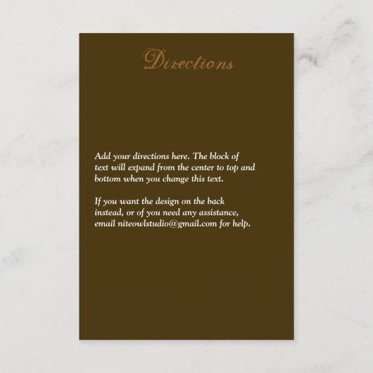 秋の花フェイク木の結婚囲いカード エンクロージャーカード (裏面)