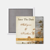 秋の花フェイク木日付磁石を保存 マグネット (正面/裏面)