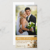 秋の花フェイク木結婚の写真2 サンキューカード (正面/裏面)