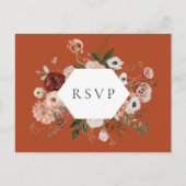 秋の花フレーム結婚式出欠確認と曲リクエスト インビテーションポストカード (正面)