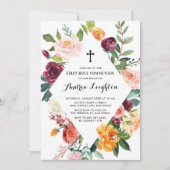 秋の花フレーム 初聖体拝領 招待状 (正面)