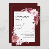 秋の花フレーム 婚約 招待状 (正面/裏面)