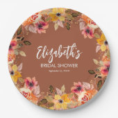 秋の花ブライダルシャワーテラコッタ ペーパープレート (正面)