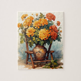 秋の花マリゴールドパズル110個。20.32cm x 25.4cm ジグソーパズル
