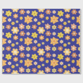 秋の花ミッドナイトブルーシームレス結婚の贈り物 ラッピングペーパー (フラット)