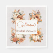 秋の花モチーフのクラシカルな結婚前お披露目パーティーの紙 スタンダードランチョンナプキン (正面)