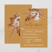 秋の花モチーフ ゴールド封筒 RSVP カード (正面/裏面)