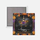 秋の花ユニコーンの顔 ハッピー ハロウィン マグネット (正面/裏面)