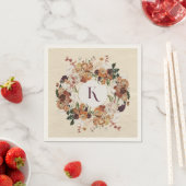 秋の花リース パーソナライズされた スタンダードカクテルナプキン (インサイチュ)