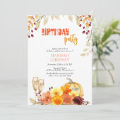 秋の花ワインパンプキン秋誕生日パーティー 招待状 (スタンド正面)