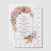 秋の花付きアーチ秋の結婚式 ベラム紙招待状 (オフセット (招待状))