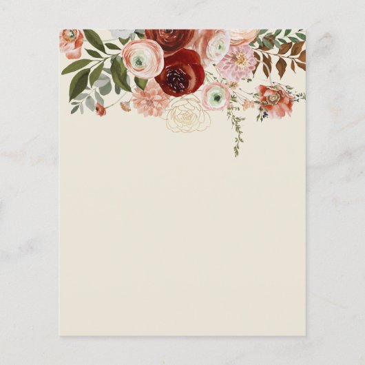 秋の花引っ越し祝いパーティーパーティの招待状 (裏面)