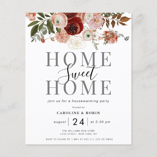 秋の花引っ越し祝いパーティーパーティの招待状 (正面)