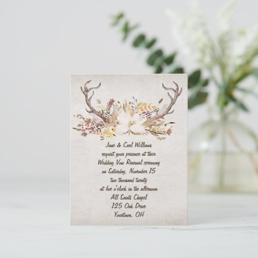 秋の花束と鹿の〔雄ジカの〕枝角の誓いの更新 招待状 (スタンド正面)