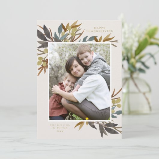 秋の花束の感謝祭の写真カード 招待状 (スタンド正面)