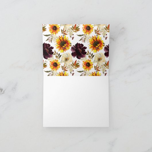 秋の花束ひまわりフローラありがとう サンキューカード (内部)