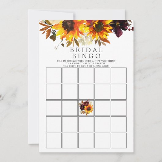 秋の花束ひまわりフローラビンゴゲーム 招待状 (正面)