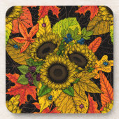 秋の花束オンブラック コースター (正面)