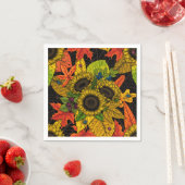 秋の花束オンブラック スタンダードカクテルナプキン (インサイチュ)