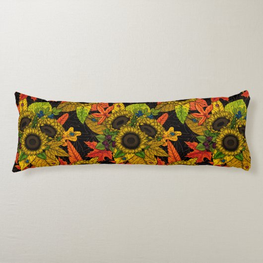 秋の花束オンブラック ボディピロー (正面)