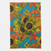 秋の花束オンブルー キッチンタオル (縦)