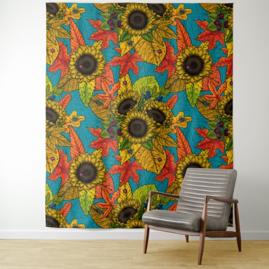 秋の花束オンブルー タペストリー (インサイチュ)