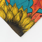 秋の花束オンブルー フリースブランケット (角)