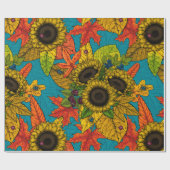 秋の花束オンブルー ラッピングペーパー (フラット)