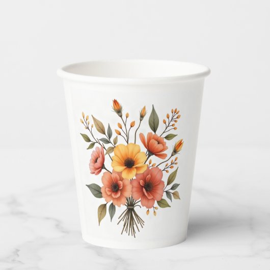 秋の花束ペーパーカップ 紙コップ (正面)